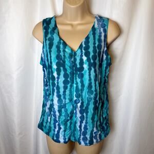 Pendleton Silk Blend Abstract Watercolor Tank Top Blue Teal Size L Artsy FLAW